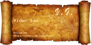 Vider Ida névjegykártya